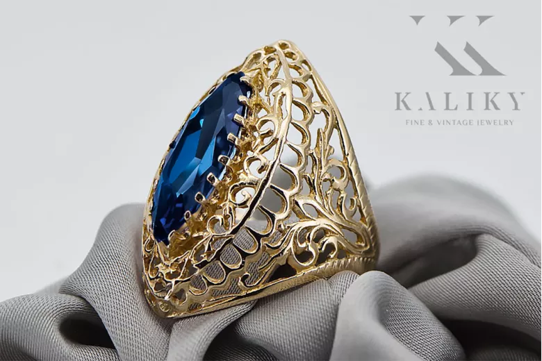 خاتم أسلوب فينتاج الزعفران 14 كارت من الذهب الأصفر vrc090y